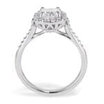Jubilee in Platinum with a diamond cushion halo - Side view Cushion shaped diamond Jubilee with halo in Platinum